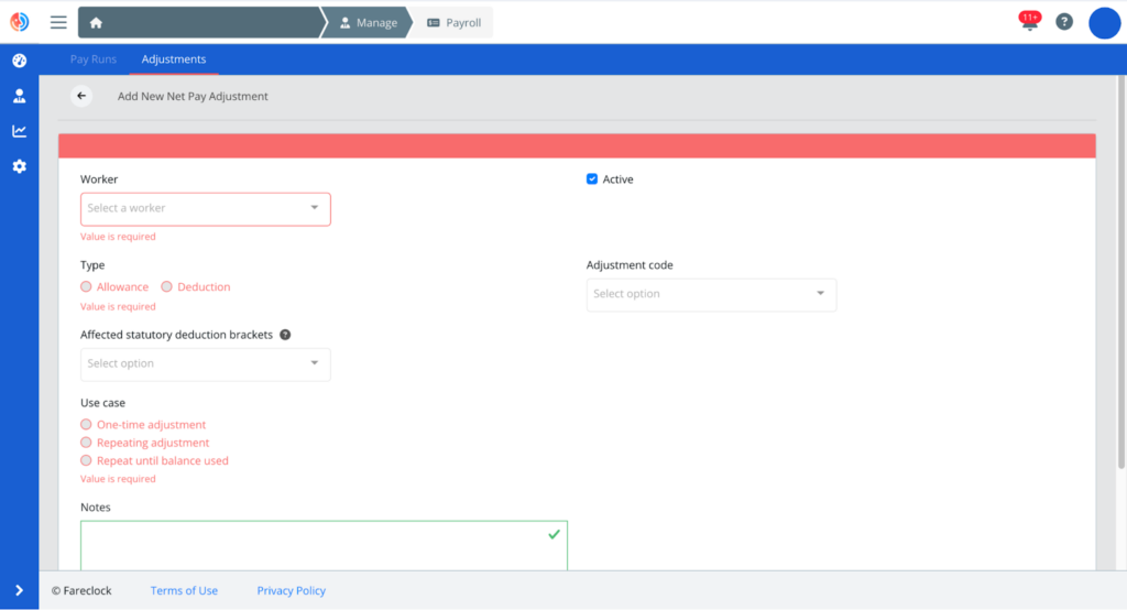 New Net Pay Adjustment
