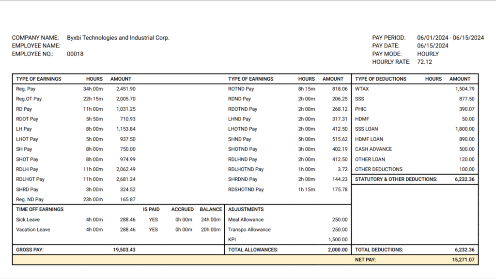 Worker Pay Stub