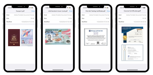 Credentials viewed on Mobile App
