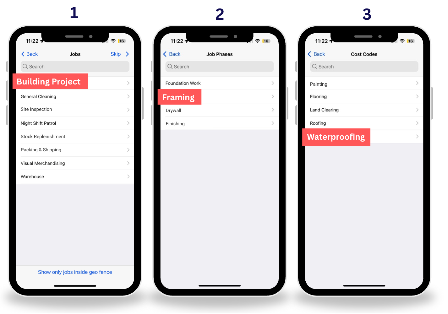 Job Selection on Fareclock App