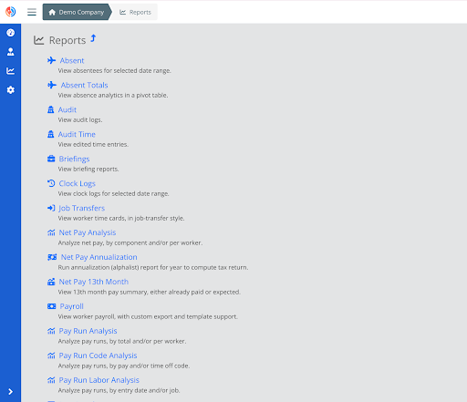 (Incomplete) List of Report Options on the Console