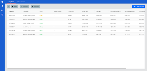 Payroll Pay Runs