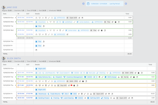 Sample Worker Time Card Editor