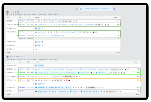 Worker Timecard Editor on the Console