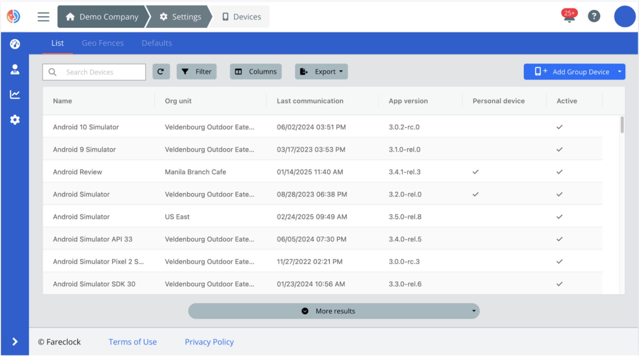 Feature Preview List of Group Devices on Organization Console
