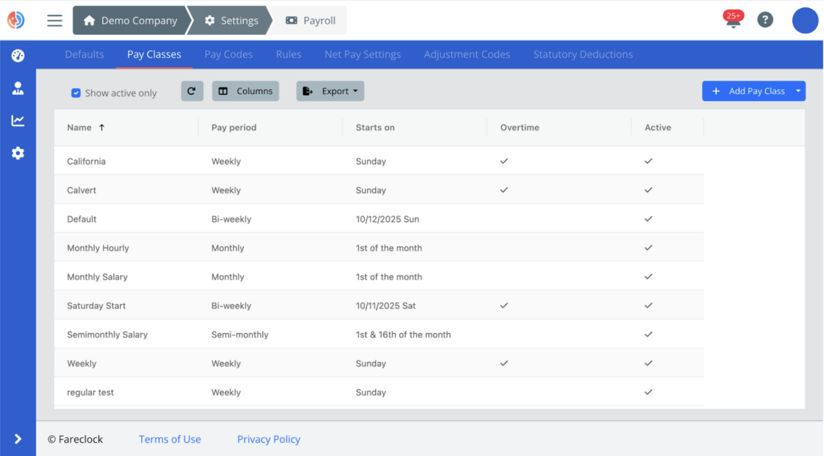 Feature Preview Pay Classes on Organization Console
