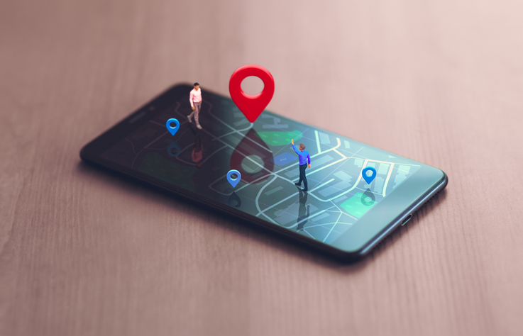 red pointer and smartphone 3d rendering