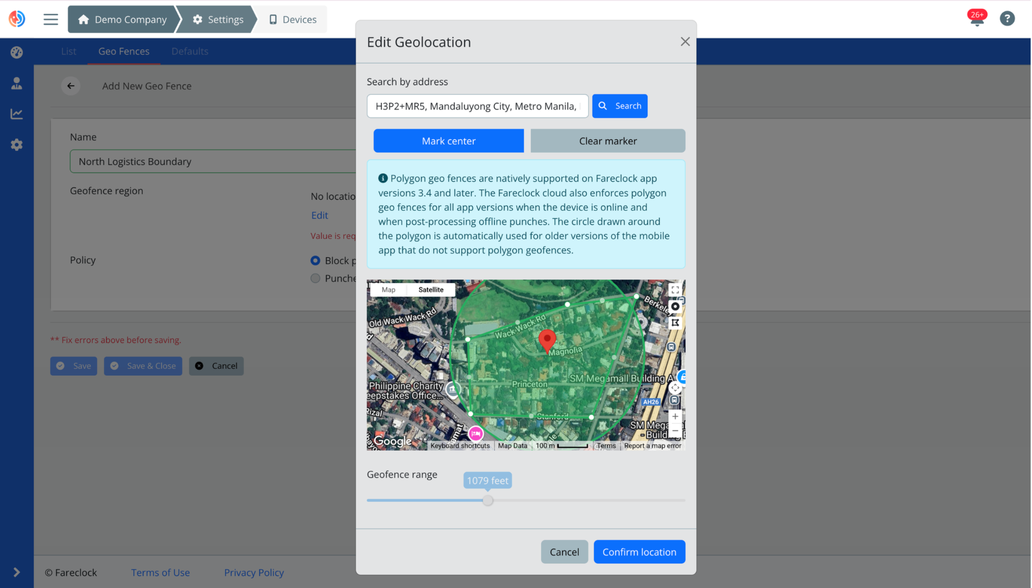 Edit Geolocation on the Organization Console Edit Geolocation on the Organization Console