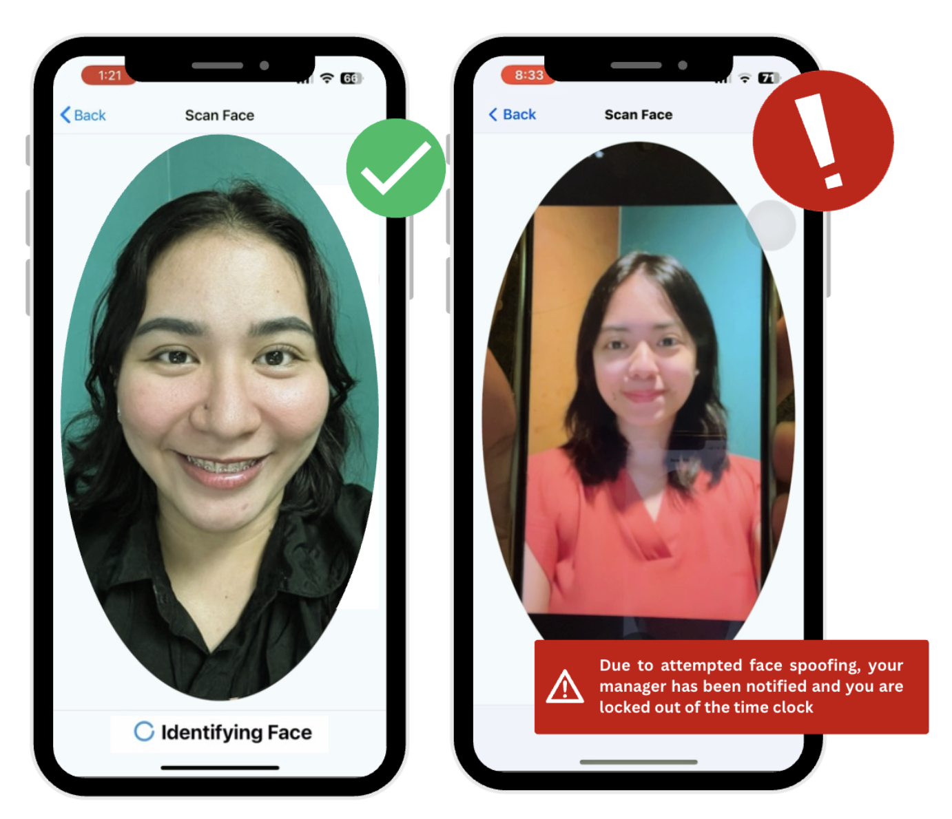Facial Recognition Technology on the Fareclock App Facial Recognition Technology on the Fareclock App