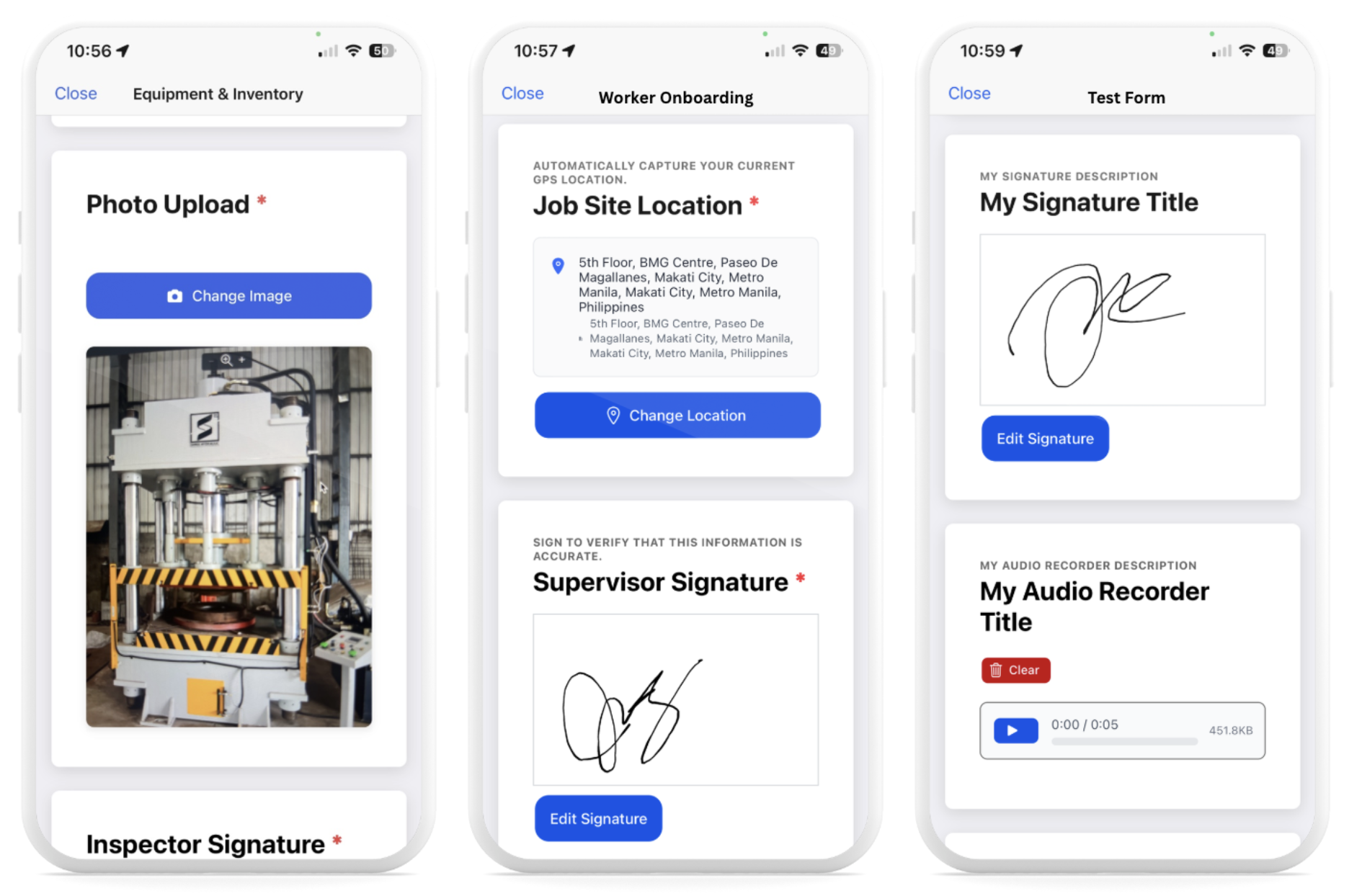 Forms Feature on Fareclock App Forms Feature on Fareclock App