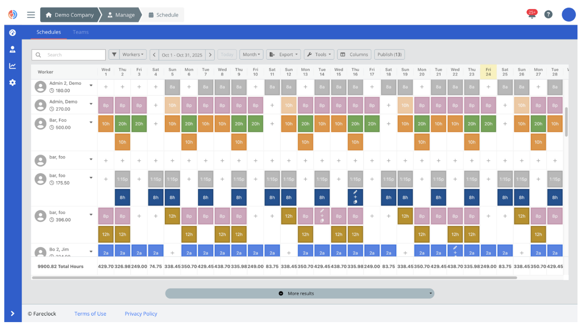 Manage Worker Schedule on the Organization Console Manage Worker Schedule on the Organization Console