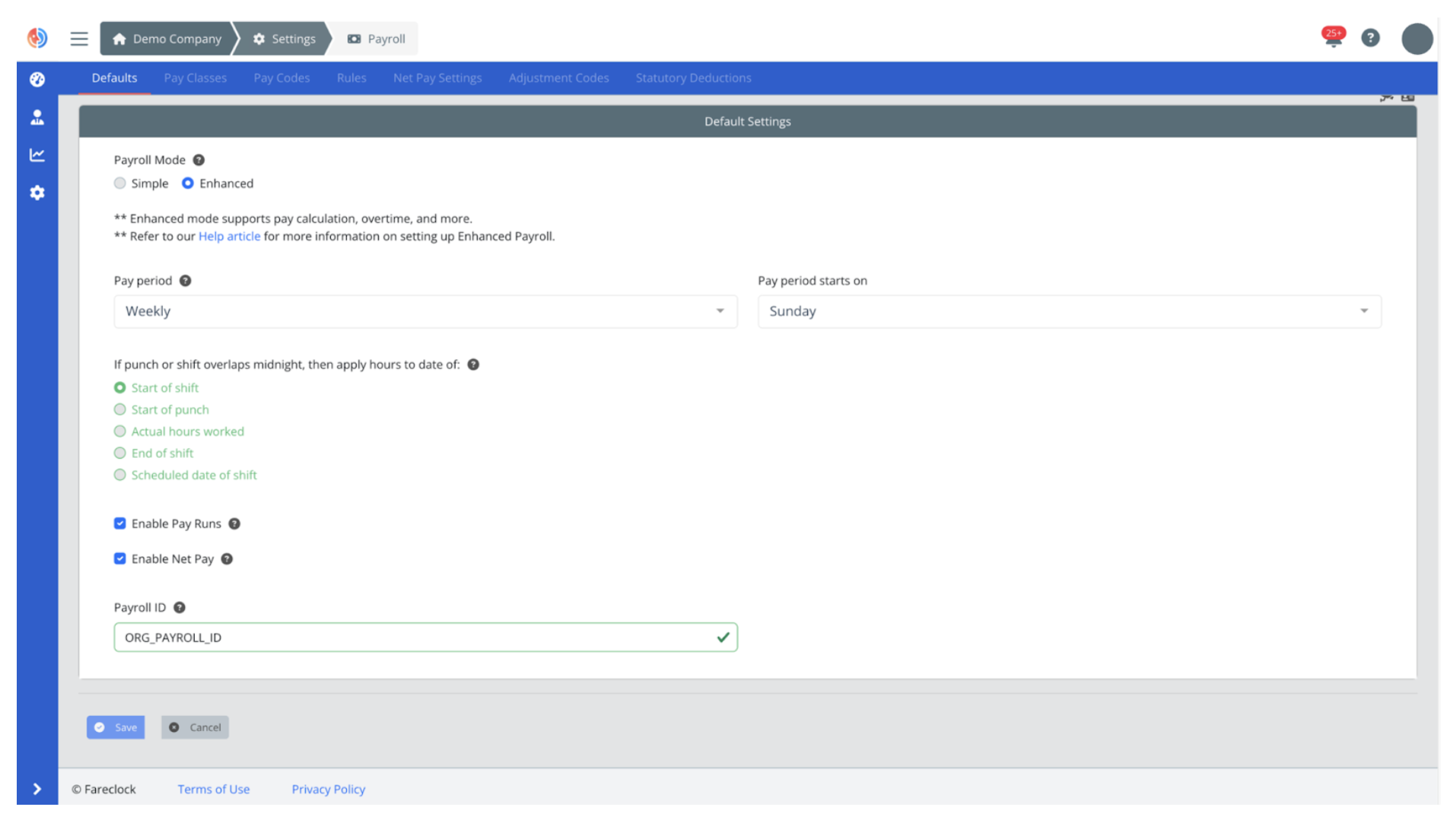 Payroll Advanced Settings Payroll Advanced Settings