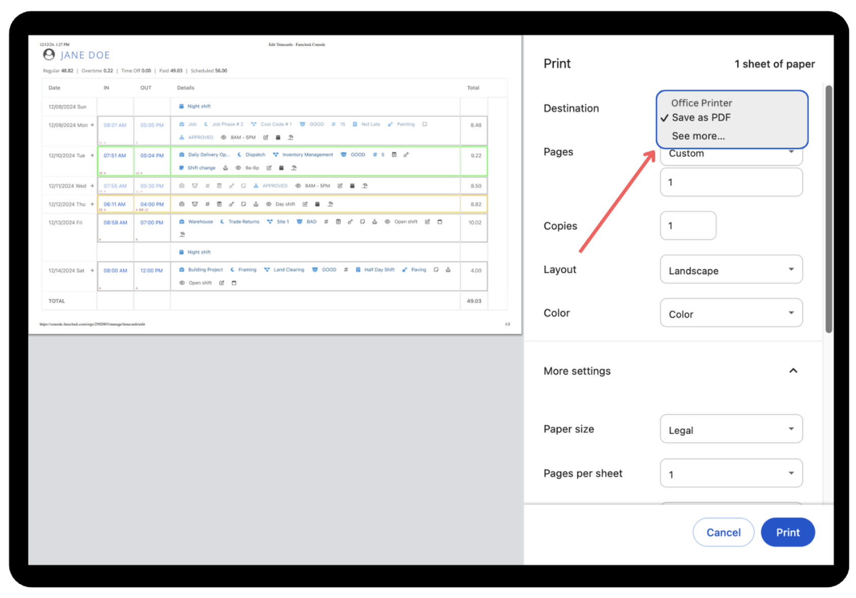 Print or Export Options Available Print or Export Options Available