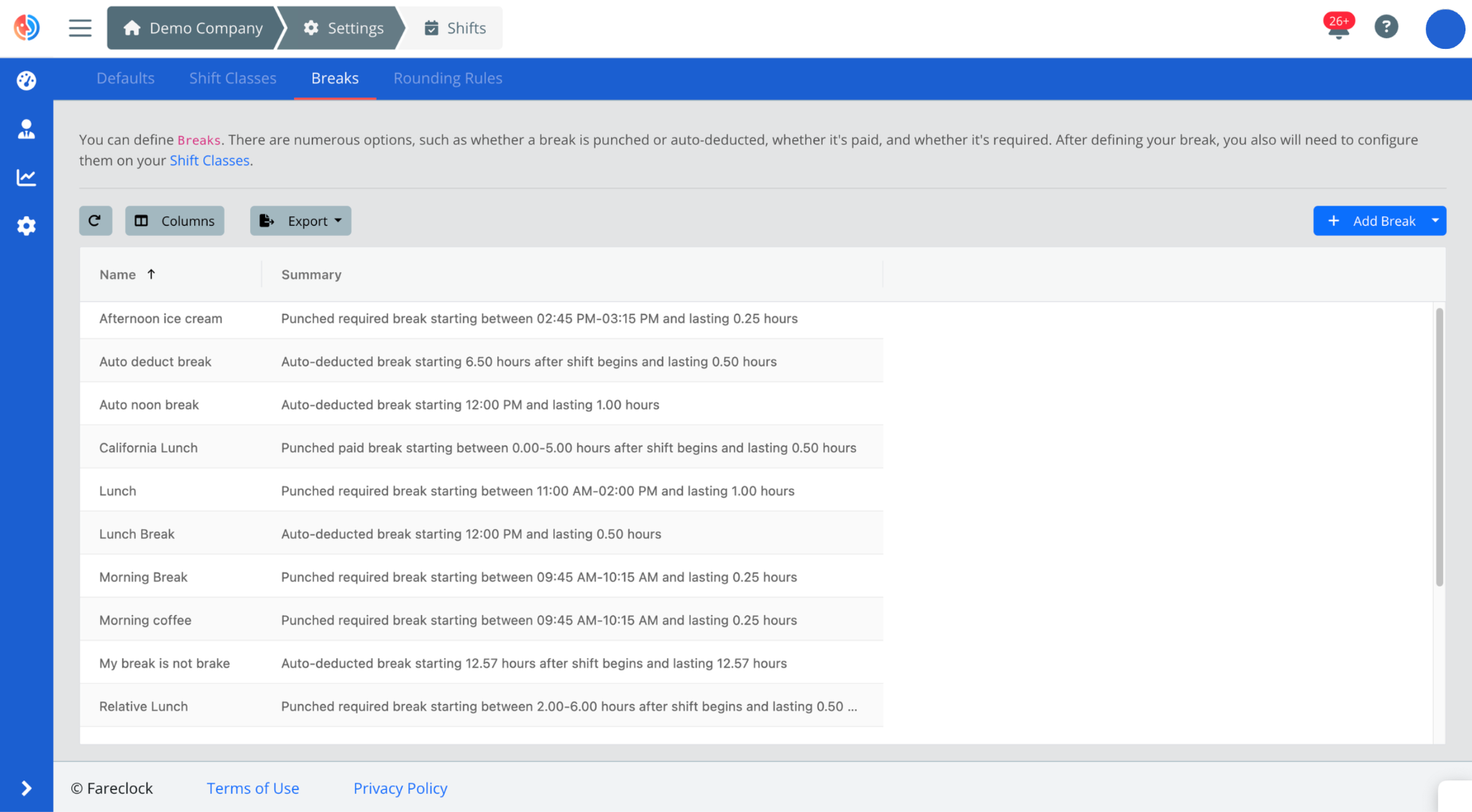 Set Up Break Periods on the Organization Console Set Up Break Periods on the Organization Console