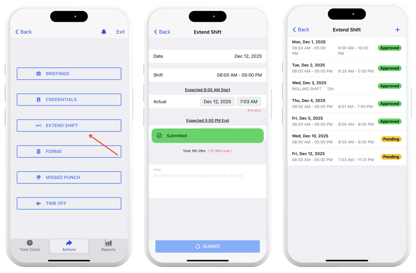 Extend Shift Feature on the Fareclock Mobile Application Extend Shift Feature on the Fareclock Mobile Application