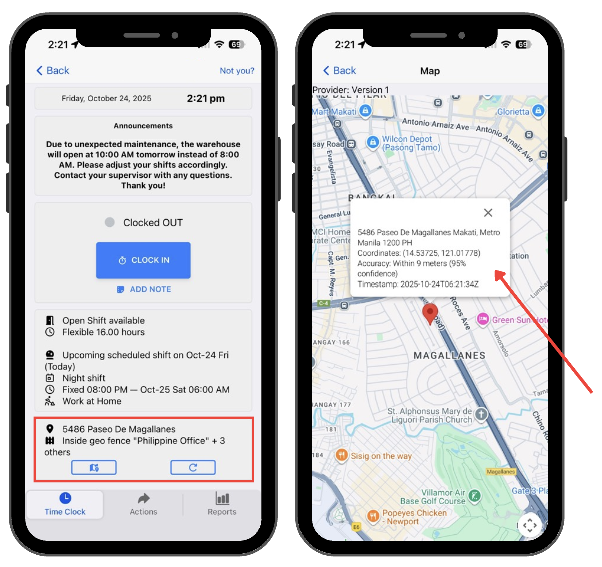 GPS Tagged Attendance Data on the Fareclock App GPS Tagged Attendance Data on the Fareclock App