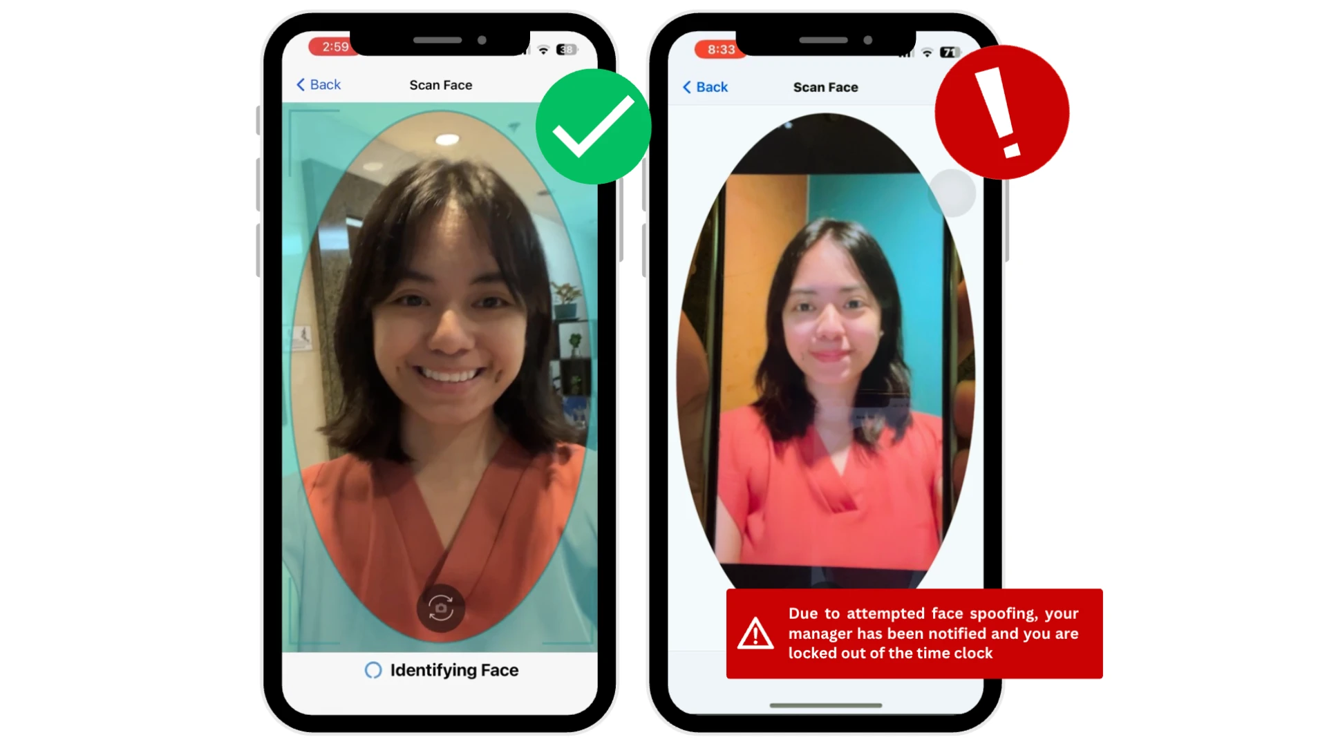 Fareclock facial recognition with liveness detection Fareclock facial recognition clock-in with liveness detection