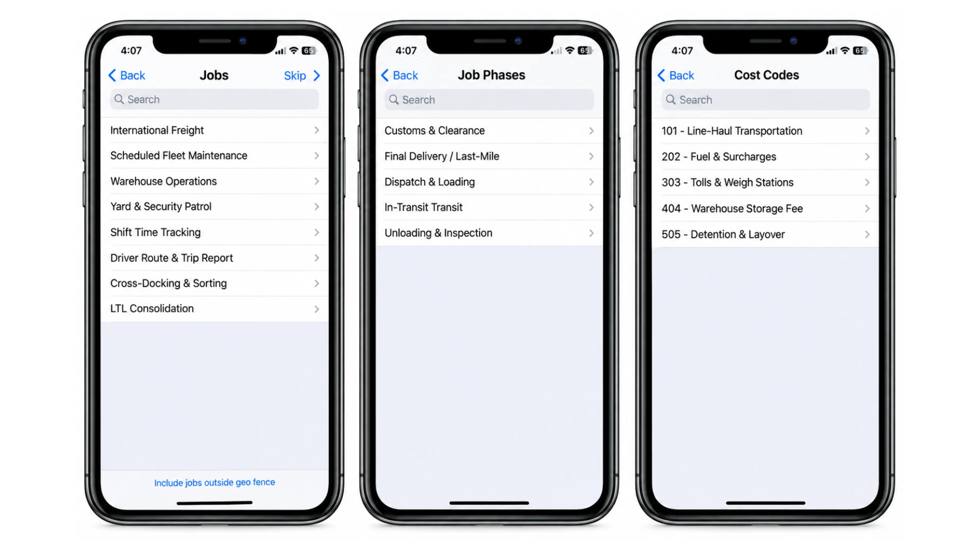 Fareclock job costing Fareclock job costing with job, phase, and cost code tracking
