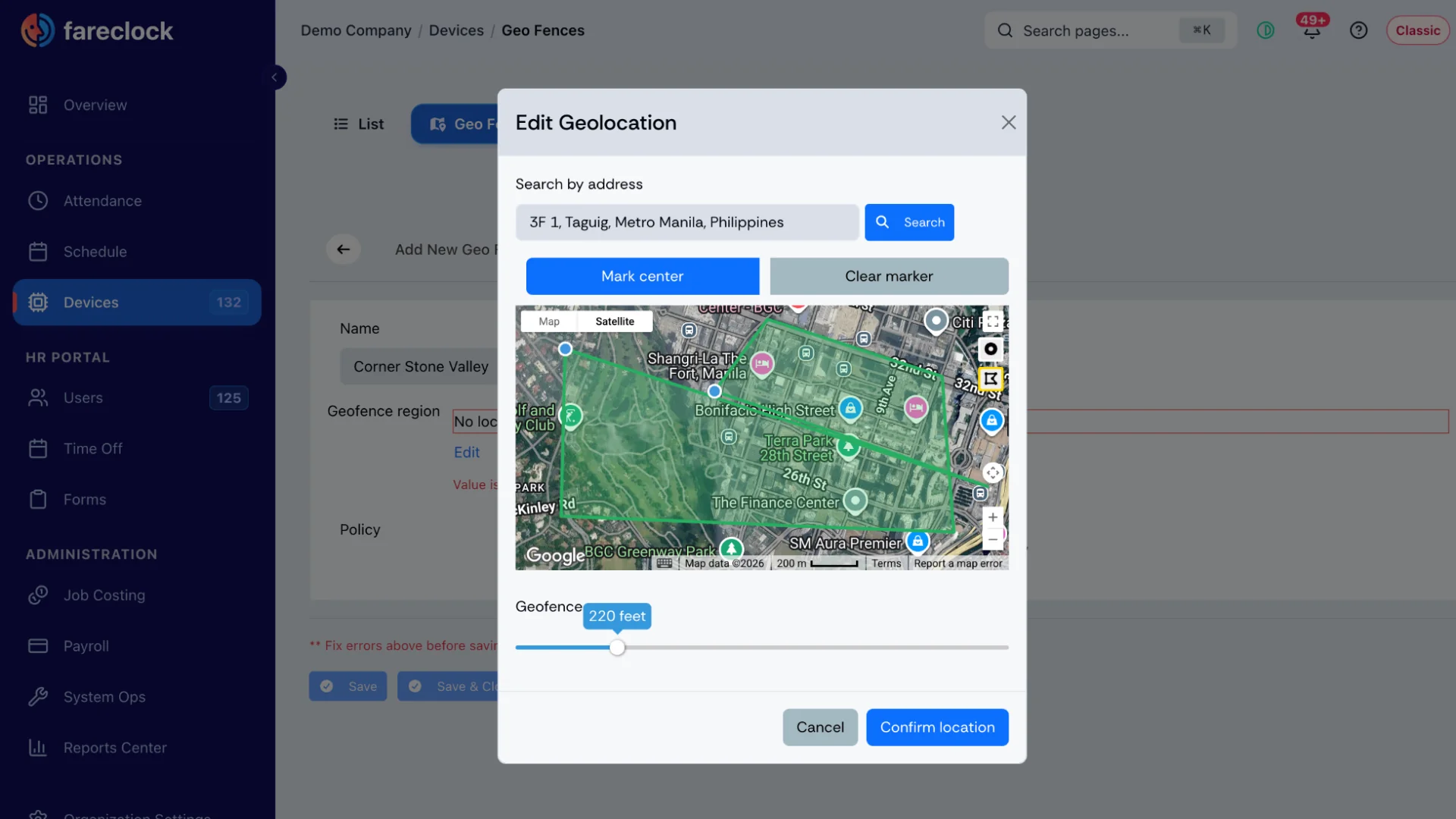 fareclock-07 Geofencing for Job-Site Punches