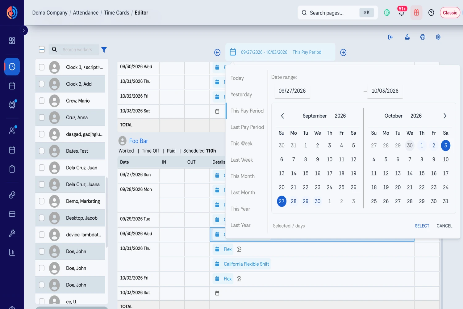 fareclock-screenshot-4 Fareclock Time Card Date Picker